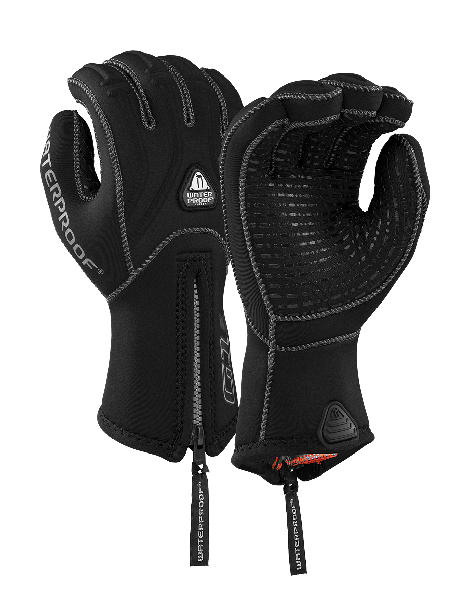 Waterproof G2 3mm 5 finger diving gloves with non-slip palm grip and long zipper