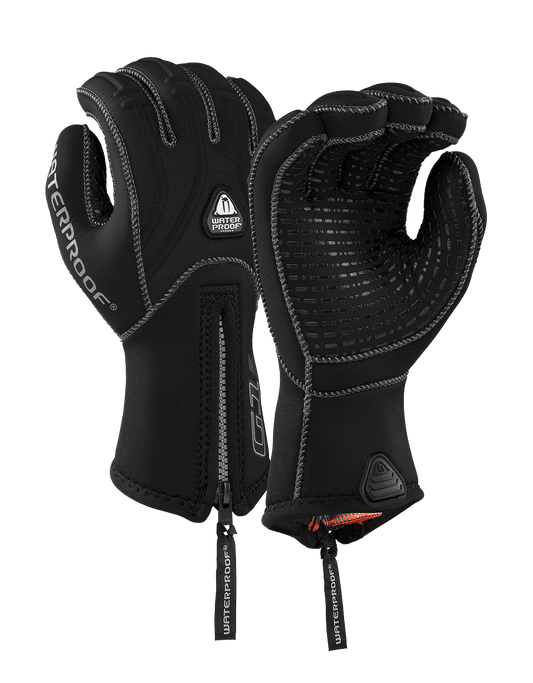 Waterproof G2 5mm 5 finger diving gloves with non-slip grip and long zipper for easy wear