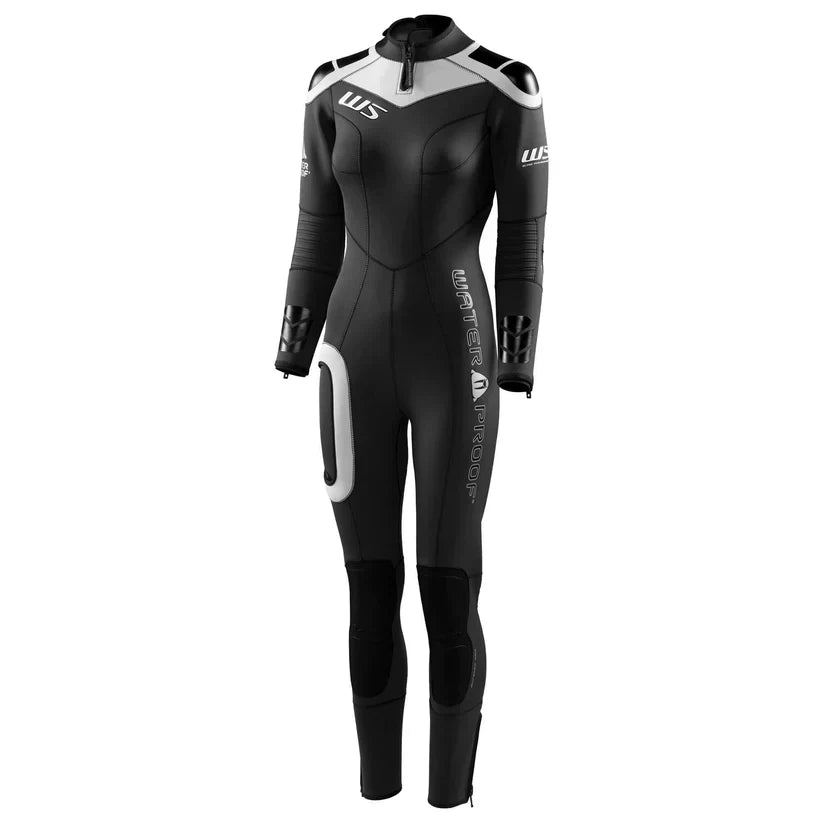 Waterproof W5 3.5mm ladies wetsuit in black and gray with high stretch neoprene and anatomical fit