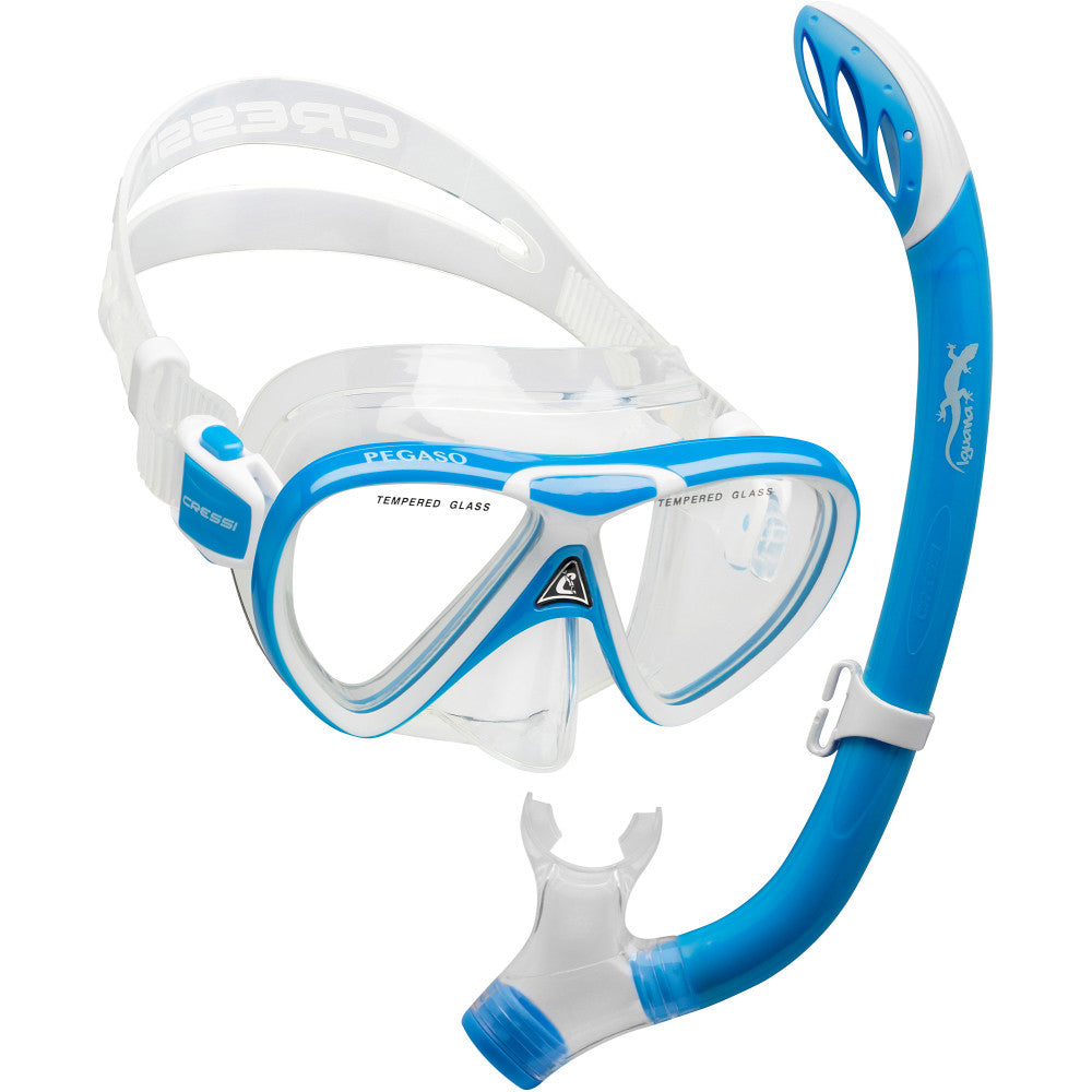 Cressi Pegaso & Iguana Semi-Dry Mask & Snorkel Set