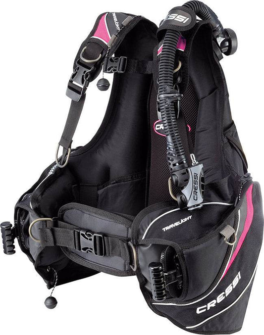 Cressi Travelight Lady BCD, lightweight and flexible scuba jacket, ideal for travel and comfort.