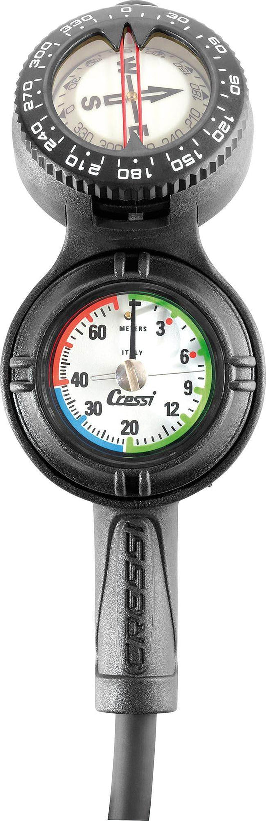 Cressi Console CPD3 Gauge with compass, depth, and pressure gauges.