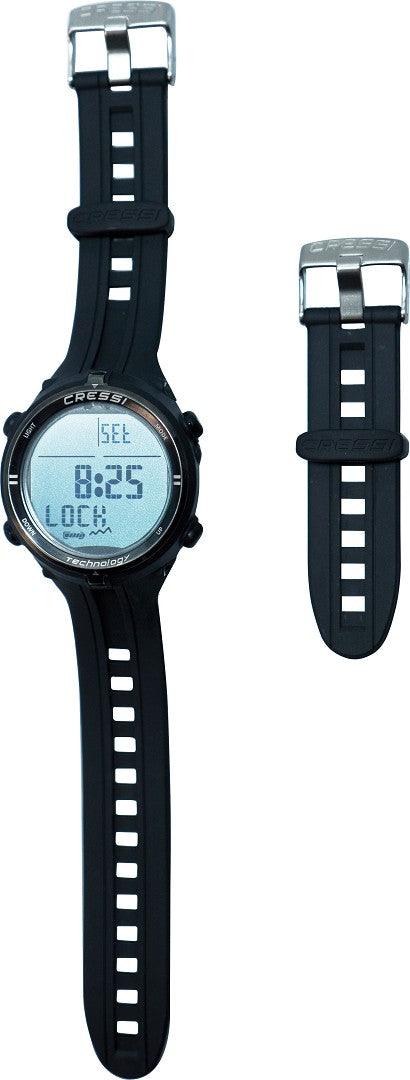 Cressi Strap Extender for Newton and Drake dive computers, black color.
