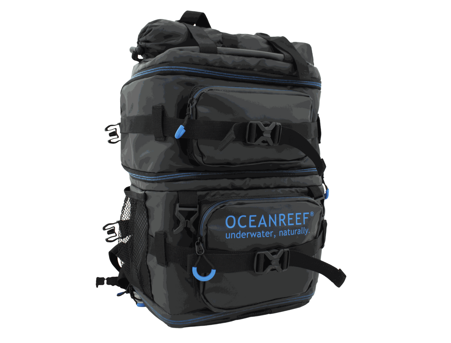 Ocean Reef Neptune III Backpack for scuba divers with versatile design and multiple features.